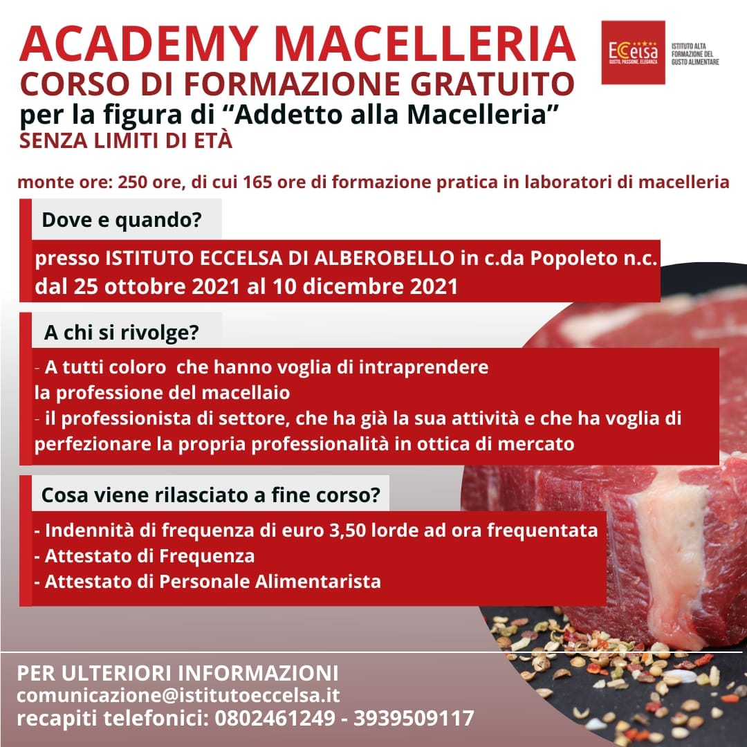 Corso di Formazione per Addetto alla Macelleria - Istituto Eccelsa